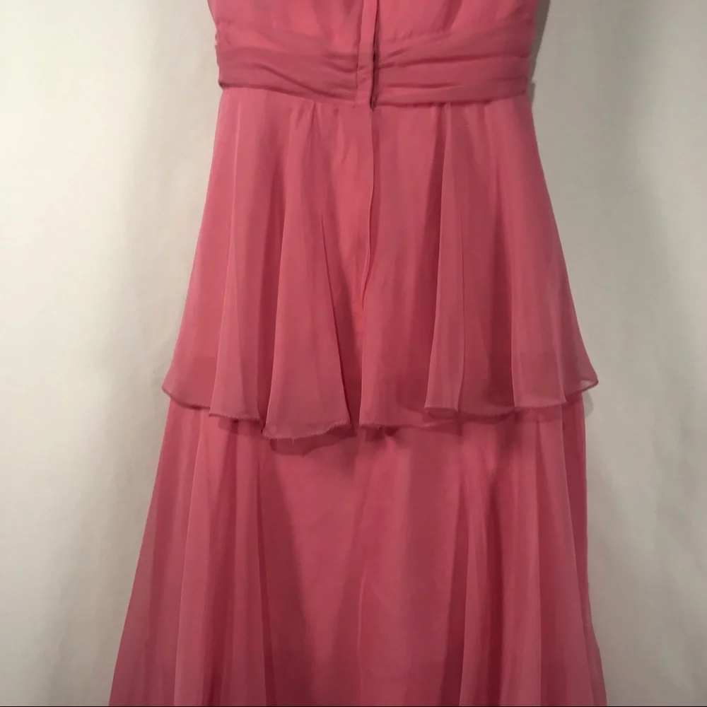 Sold—Vintage Pink Chiffon Empire Waist Maxi Dress with Matching Chiffon Cape - Picture 15 of 17